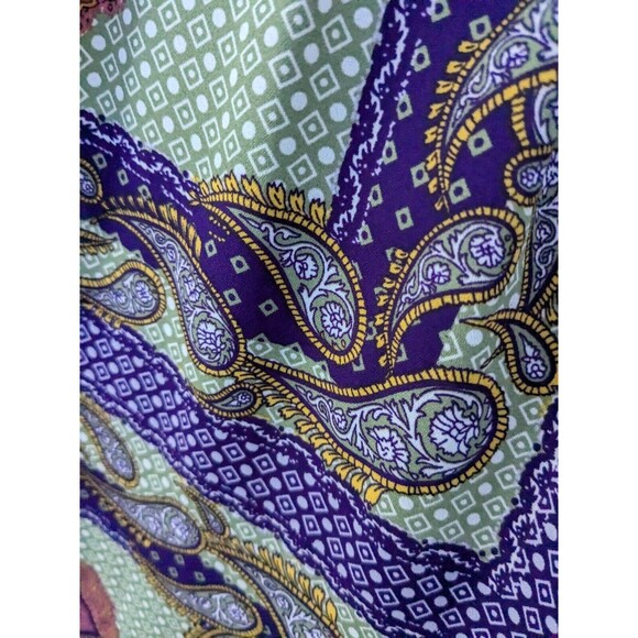 Simply Emma Top Women's sz 2X V-neck Handkerchief Print Multi Boho Peasant Panes - Picture 10 of 15